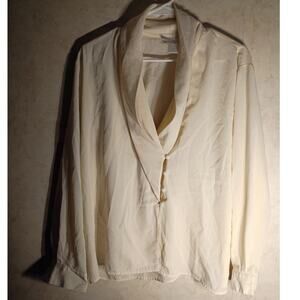 Vintage Frog Closure Blouse Draped Wrap Ivory Minimalist Sasson Paris NY XL